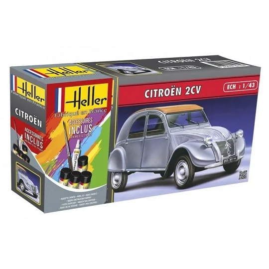 Citroën 2 CV 1/43 Heller + glues and paints Heller 56175 - 1 HEL-56175-Citroën 2 CV 1/43 Heller + glues and paints - HEL-56175