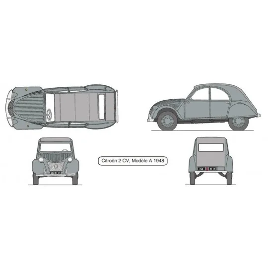 HEL-56175-Citroën 2 CV 1/43 Heller + colle et peintures