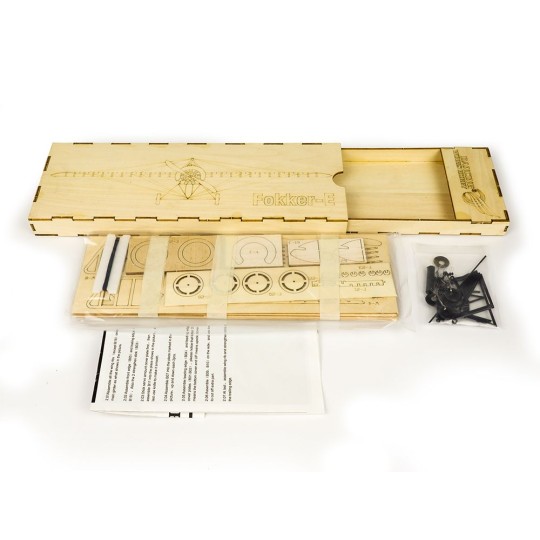VX08-Fokker E 1/23 découpe laser bois, modèle statique DW Hobby