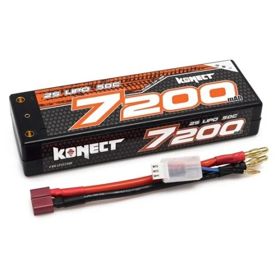 KN-LP2S7200-Li - Po 7200mAh 50 c 2S 7.4V hull (Dean) Konect
