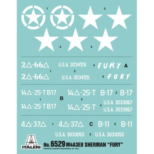 I6529-Tank M4A3E8 Sherman "Fury" 1/35 Italeri