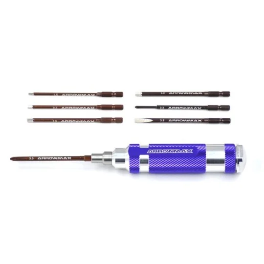 AM-160002-Tournevis, manche universel avec 7 embouts Arrowmax - AM-160002