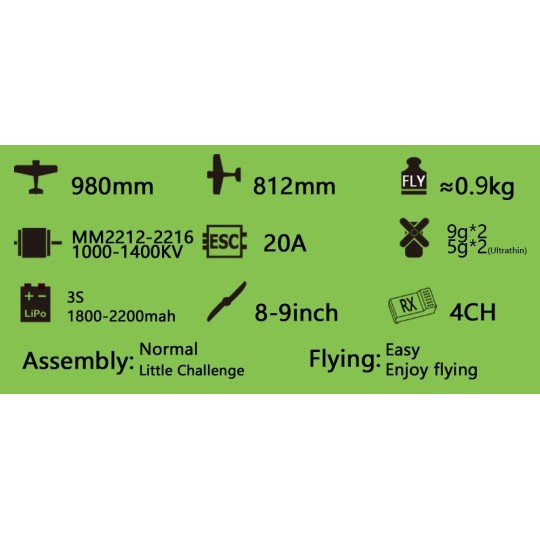 S1901-Mini Tiger Moth 980mm S19 Kit balsa DW Hobby - S1901