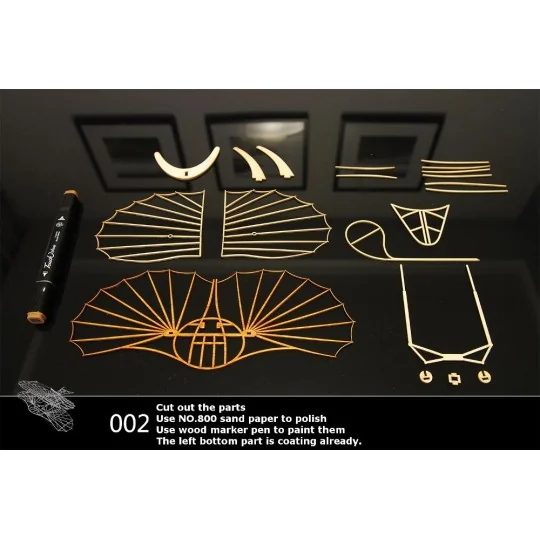 Glider Otto Lilienthal laser cutting wood, static model DW Hobby DW Hobby - Dancing Wings Hobby VA02 - 5 VA02-Glider Otto Lilienthal laser cutting wood, static model DW Hobby - VA02