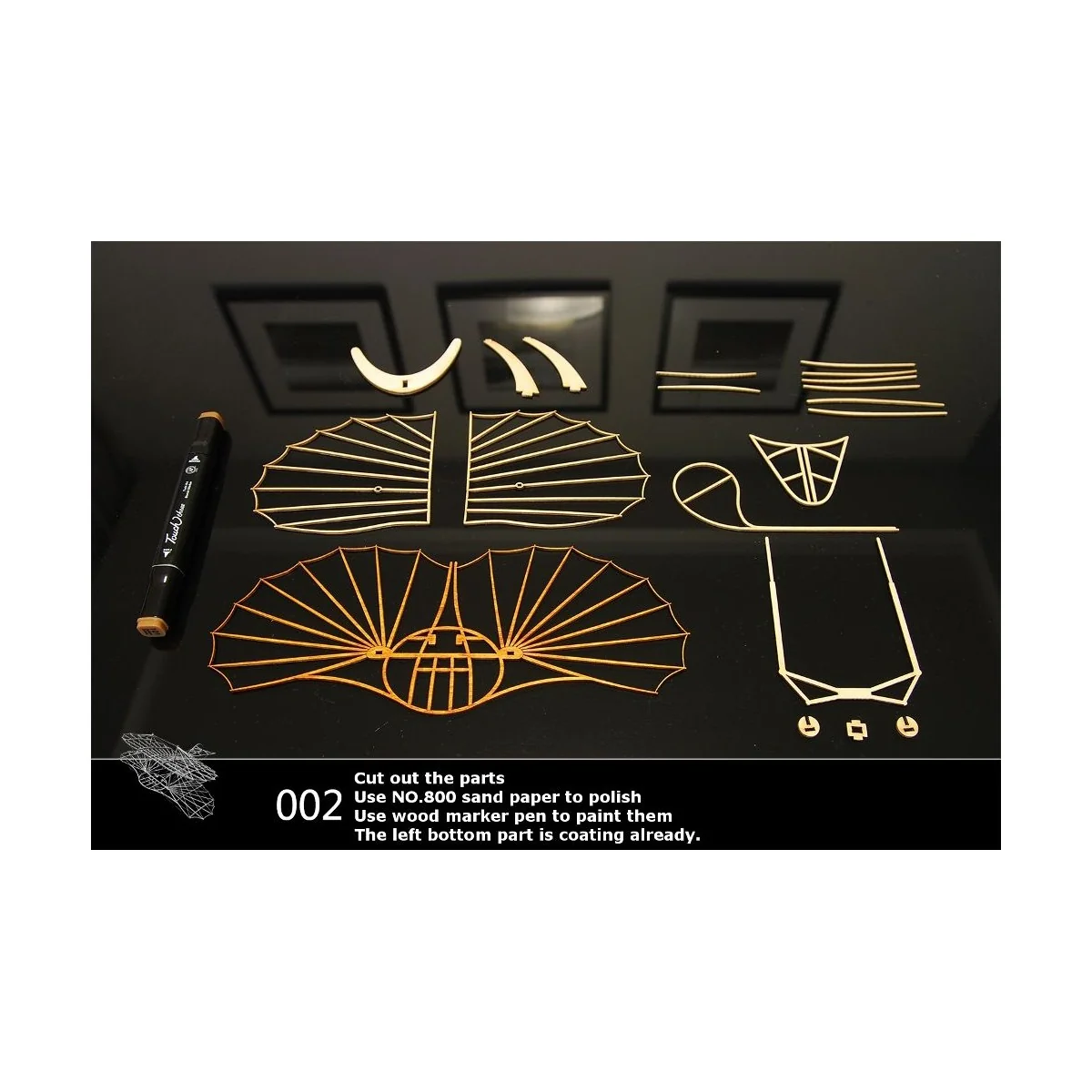 Glider Otto Lilienthal laser cutting wood, static model DW Hobby DW Hobby - Dancing Wings Hobby VA02 - 5