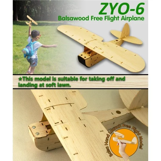VA01-Planeur ZYO-6 kit balsa vole libre DW Hobby