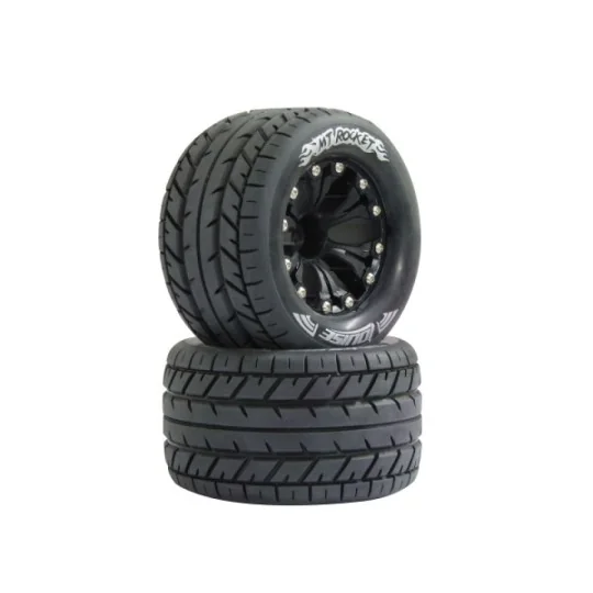 052852-Pneus 1/10 MT-Rocket soft + jante 2.8" Noir Louise RC - 052852
