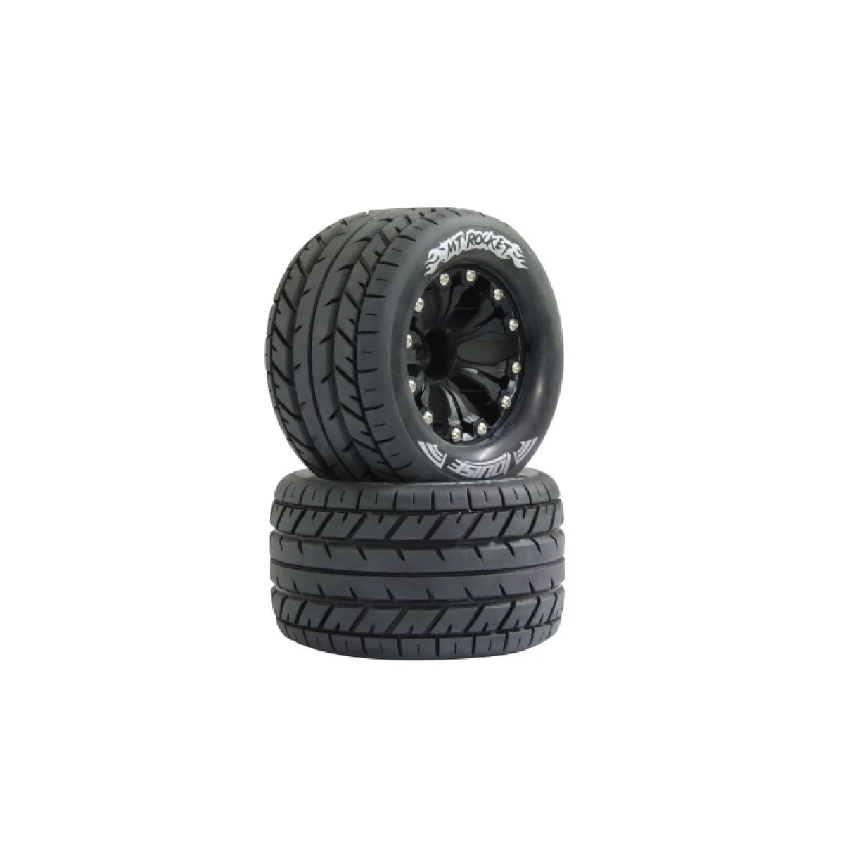 Pneus 1/10 MT-Rocket soft + jante 2.8" Noir Louise RC Louise RC 052852 - 1