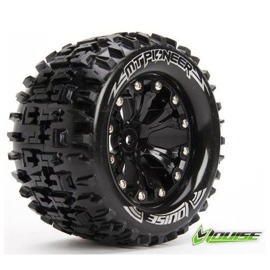 052855-Pneus 1/10 MT-Pioneer soft + jante 2.8" Noir Louise RC - 052855