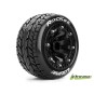 052864-Tires 1/10 ST-Rocket soft + rim 2.8" Black Louise RC - 052864
