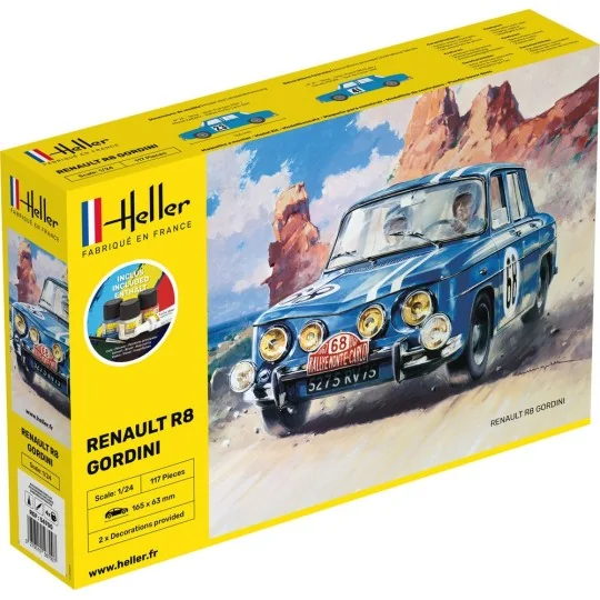 Renault R8 Gordini 1/24 Heller + glue and paints Heller HEL-56700 - 1 HEL-56700-Renault R8 Gordini 1/24 Heller + glue and paints - HEL-56700