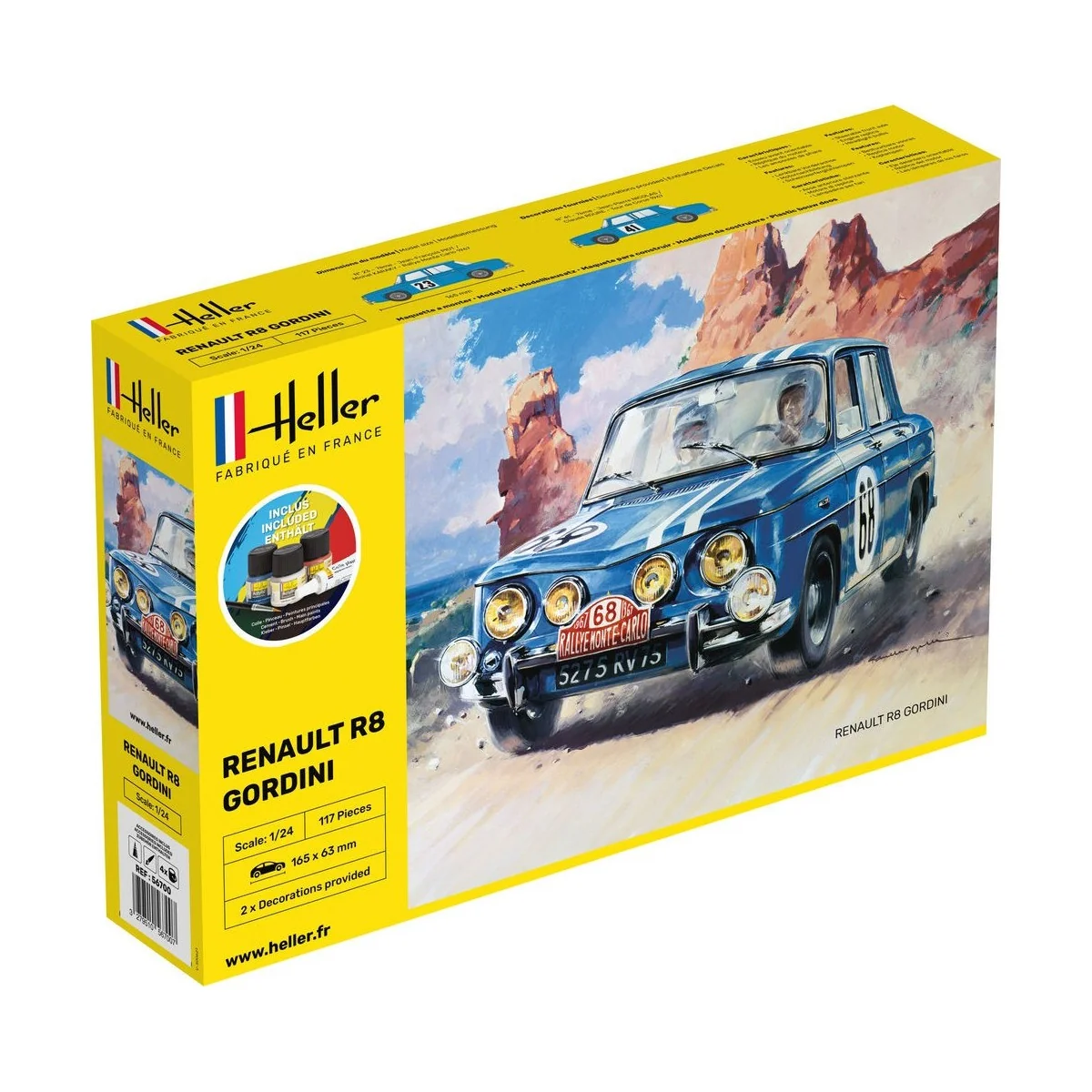 Renault R8 Gordini 1/24 Heller + glue and paints Heller HEL-56700 - 1 Renault R8 Gordini 1/24 Heller + glue and paints Heller HEL-56700 - 1