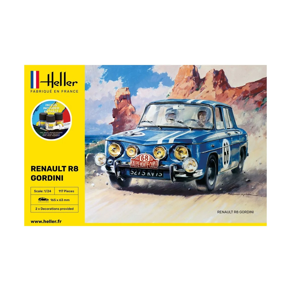 Renault R8 Gordini 1/24 Heller + glue and paints Heller HEL-56700 - 2 Renault R8 Gordini 1/24 Heller + glue and paints Heller HEL-56700 - 2