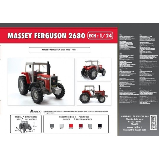 Tractor Massey - Ferguson 2680 1/24 Heller + glues and paints Heller 81402 - 2 HEL-81402-Tractor Massey - Ferguson 2680 1/24 Heller + glues and paints - HEL-81402