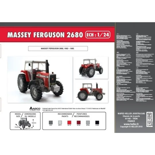 Tractor Massey - Ferguson 2680 1/24 Heller + glues and paints Heller 81402 - 2 HEL-81402-Tractor Massey - Ferguson 2680 1/24 Heller + glues and paints - HEL-81402