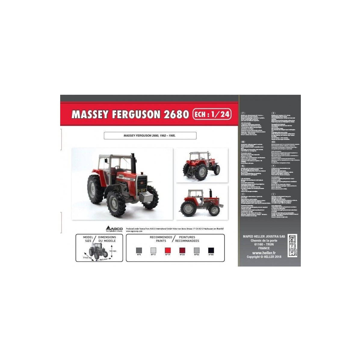 Tractor Massey - Ferguson 2680 1/24 Heller + glues and paints Heller 81402 - 2
