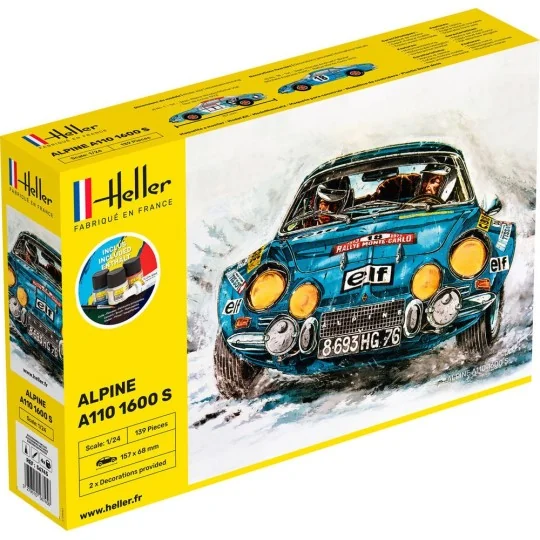 Alpine A110 1600 S 1/24 Heller + glues and paints Heller HEL-56745 - 1 HEL-56745-Alpine A110 1600 S 1/24 Heller + glues and paints - HEL-56745