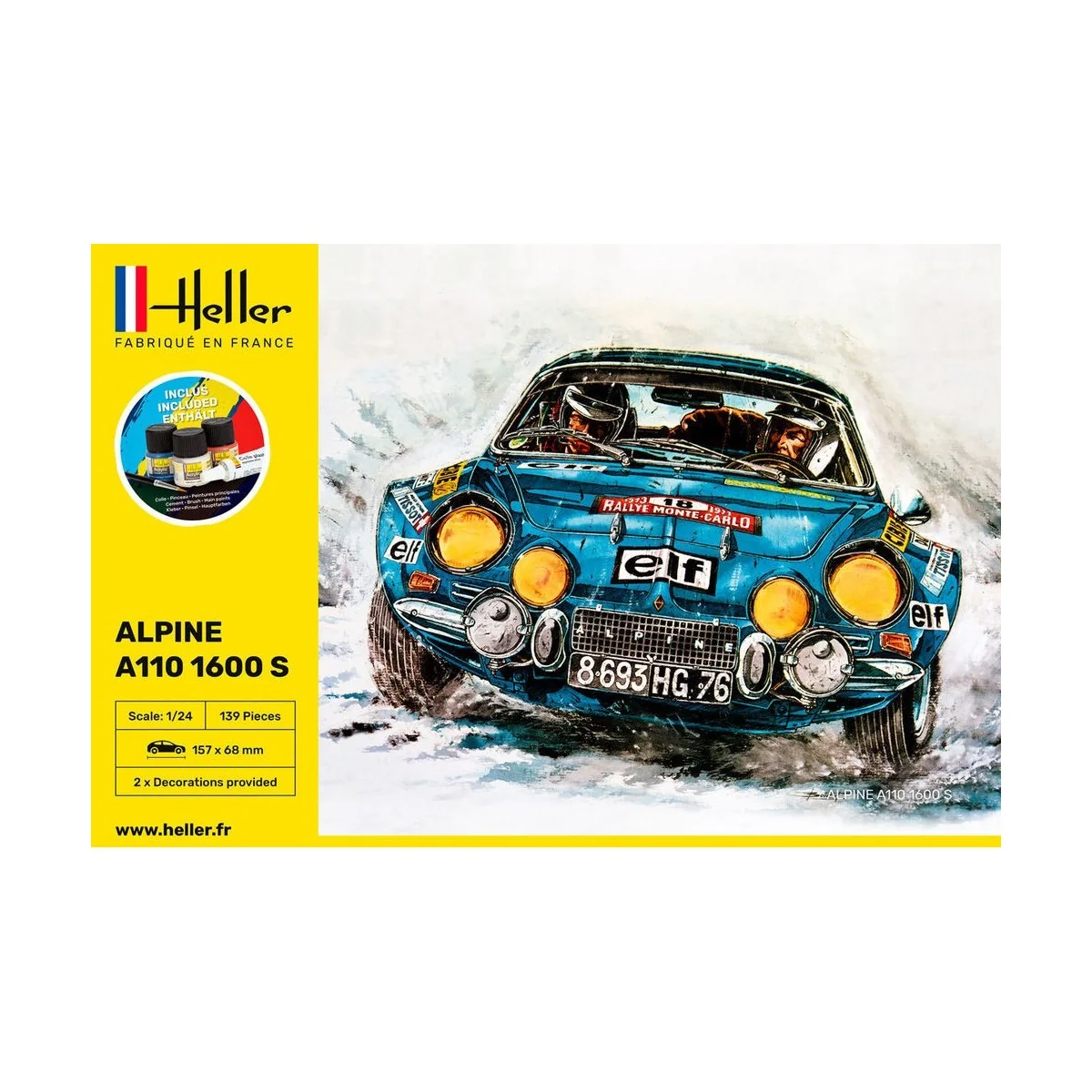 Alpine A110 1600 S 1/24 Heller + colle et peintures Heller HEL-56745 - 2