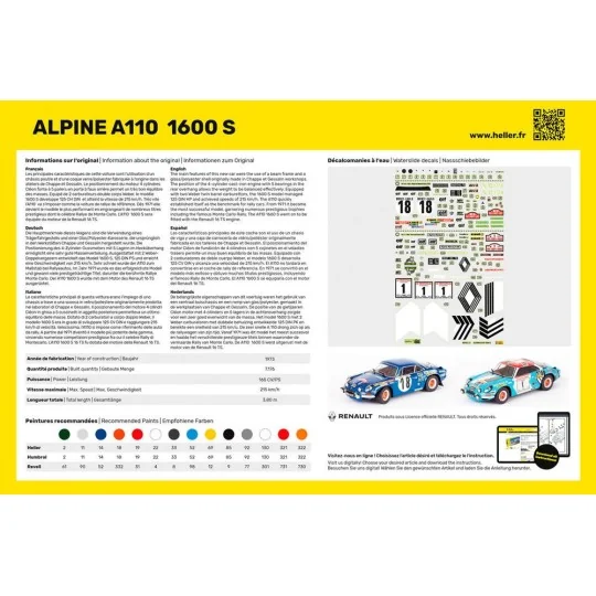 HEL-56745-Alpine A110 1600 S 1/24 Heller + glues and paints