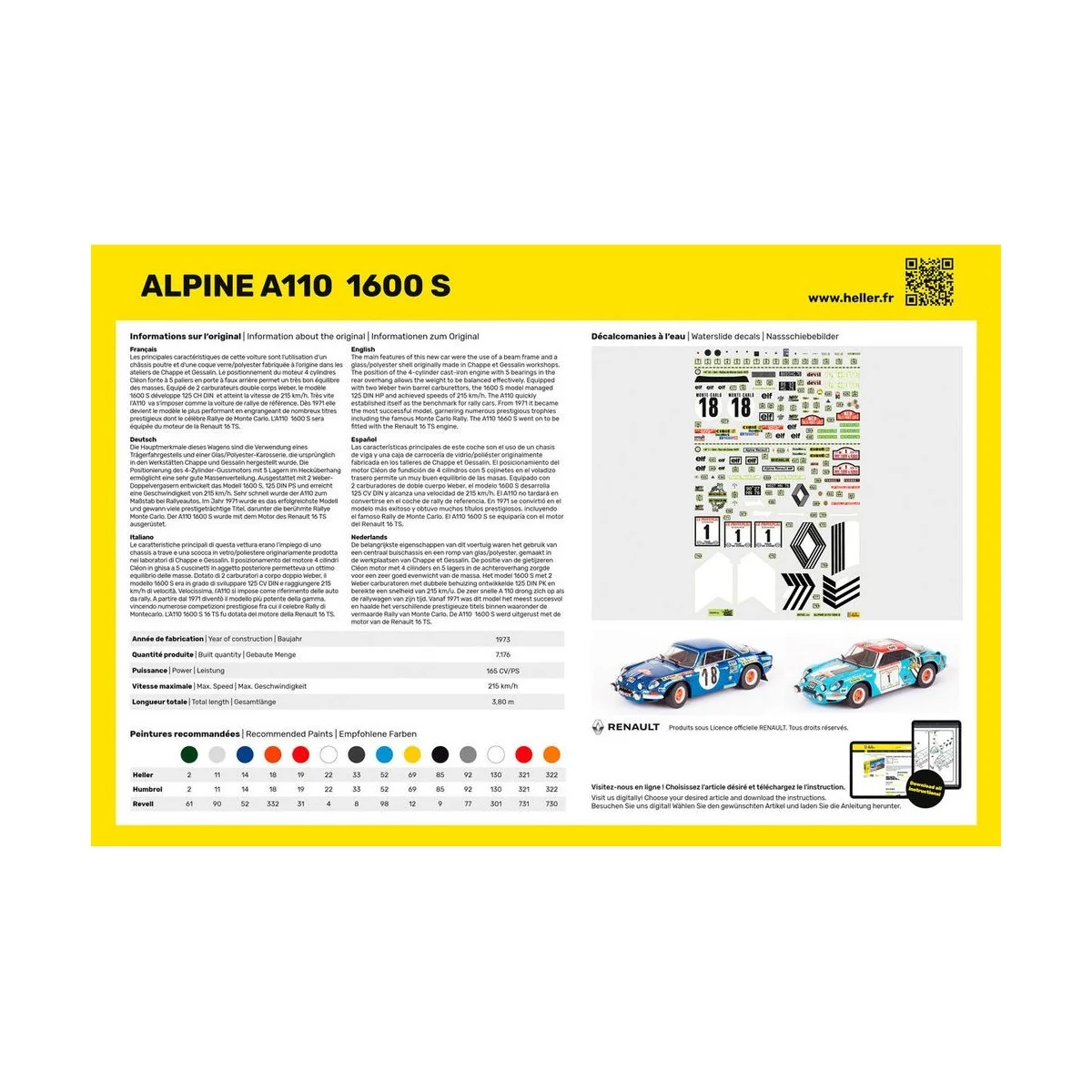 Alpine A110 1600 S 1/24 Heller + glues and paints Heller HEL-56745 - 3 Alpine A110 1600 S 1/24 Heller + glues and paints Heller HEL-56745 - 3