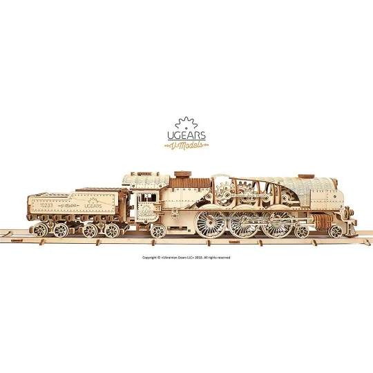 UG-70058-Locomotive steam train V-Express Puzzle 3D wood UGEARS