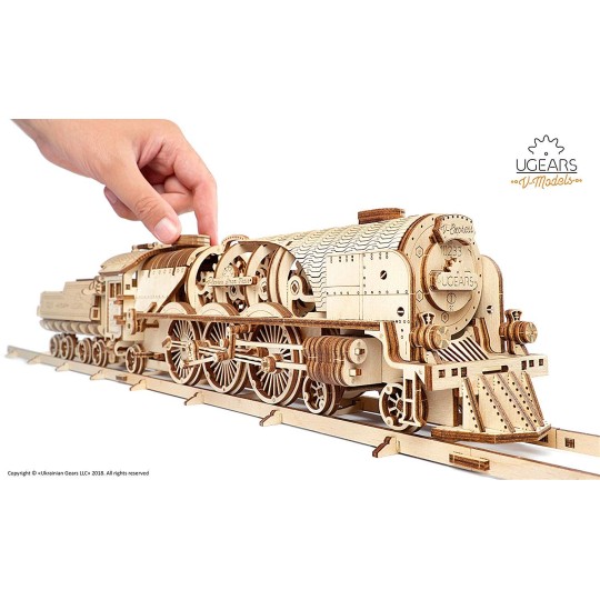 UG-70058-Locomotive à vapeur train V-Express Puzzle 3D bois UGEARS