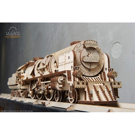 Locomotive steam train V-Express Puzzle 3D wood UGEARS UGEARS UG-70058 - 5 UG-70058-Locomotive steam train V-Express Puzzle 3D wood UGEARS - UG-70058