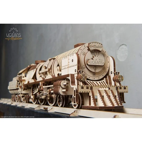 Locomotive steam train V-Express Puzzle 3D wood UGEARS UGEARS UG-70058 - 5 UG-70058-Locomotive steam train V-Express Puzzle 3D wood UGEARS - UG-70058