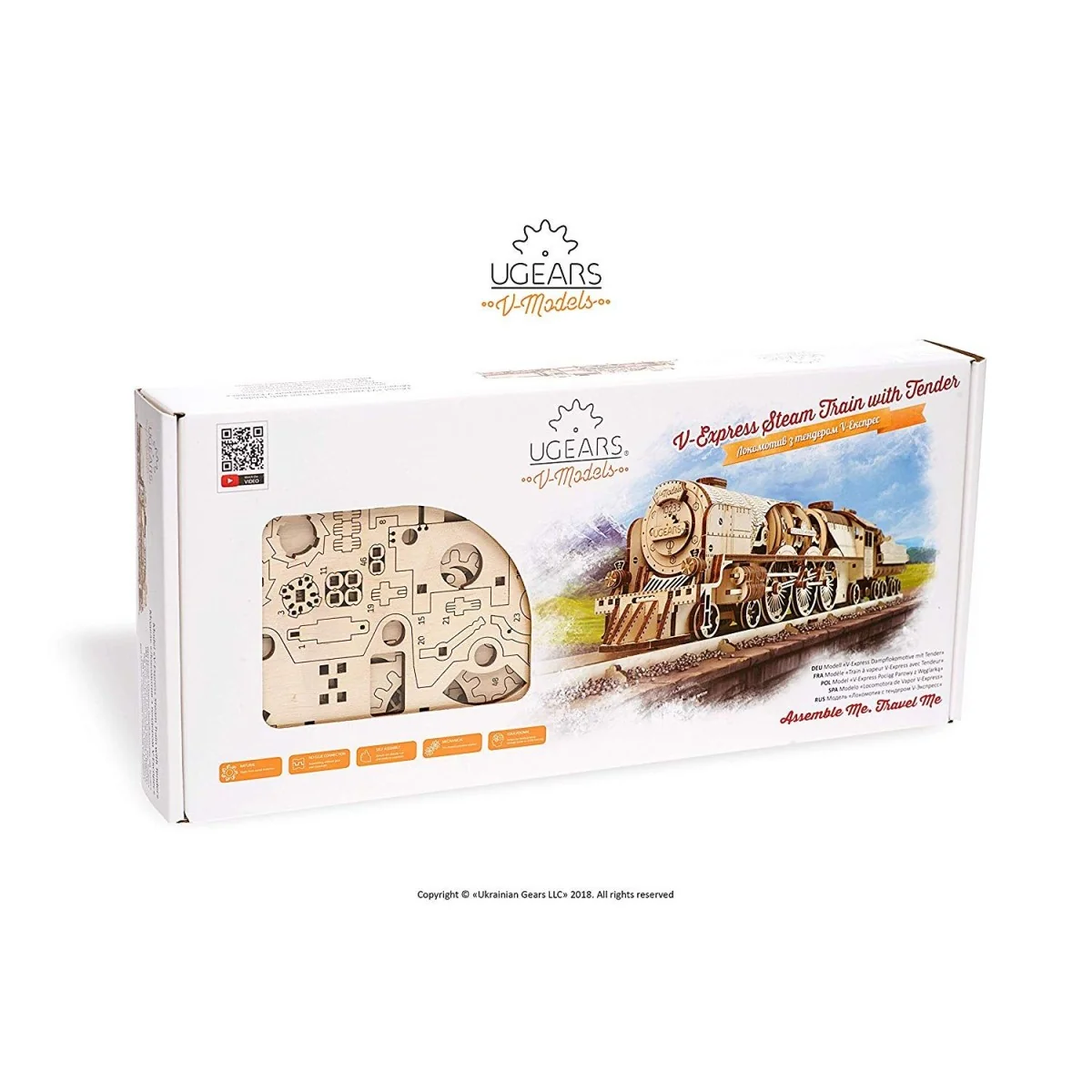 Locomotive steam train V-Express Puzzle 3D wood UGEARS UGEARS UG-70058 - 7 Locomotive steam train V-Express Puzzle 3D wood UGEARS UGEARS UG-70058 - 7