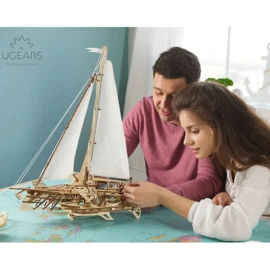 Boat sailing Trimaran Merihobus Puzzle 3D wood UGEARS UGEARS UG-70059 - 8 UG-70059-Boat sailing Trimaran Merihobus Puzzle 3D wood UGEARS - UG-70059