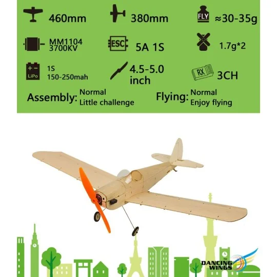 K0901-Mini Spacewalker 460mm découpe laser balsa DW Hobby