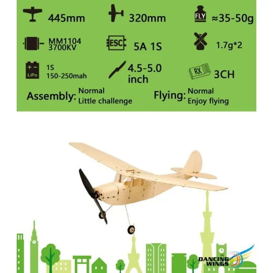 K1201-Mini Cessna L - 19 445 mm balsa DW Hobby laser cutting - K1201
