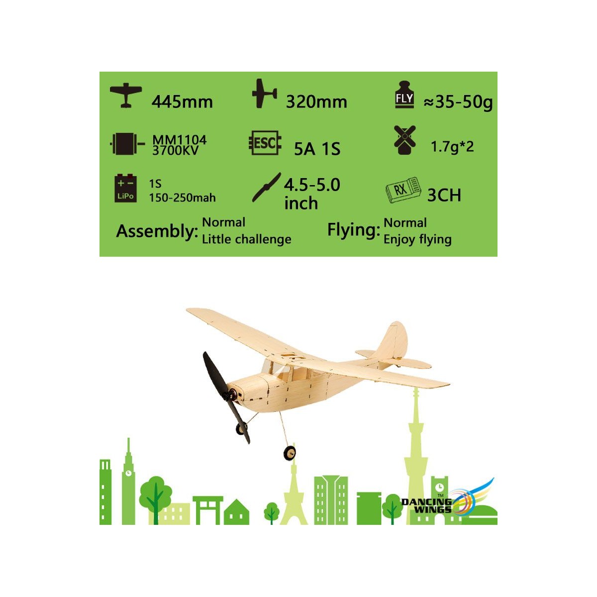 Mini Cessna L-19 445mm découpe laser balsa DW Hobby DW Hobby - Dancing Wings Hobby K1201 - 6
