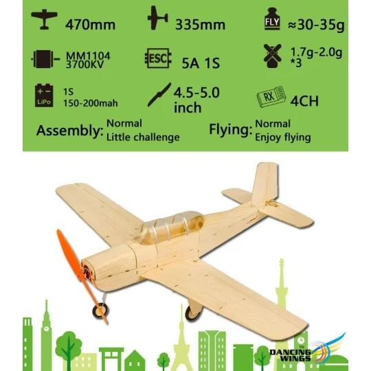 Mini Beetchcraft T-34 Mentor 460mm découpe laser balsa DW Hobby DW Hobby - Dancing Wings Hobby K1301 - 5 K1301-Mini Beetchcraft T-34 Mentor 460mm découpe laser balsa DW Hobby - K1301