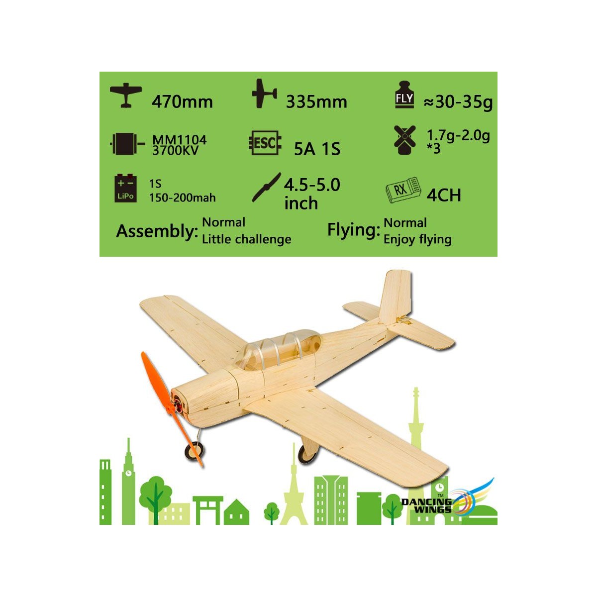 Mini Beetchcraft T - 34 Mentor 460mm balsa DW Hobby laser cutting DW Hobby - Dancing Wings Hobby K1301 - 5
