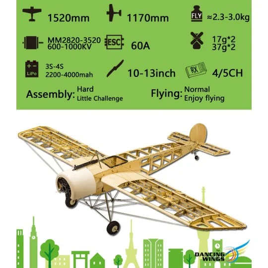 Fokker E 1.52m S24 Kit balsa DW Hobby DW Hobby - Dancing Wings Hobby S2401 - 6 S2401-Fokker E 1.52m S24 Kit balsa DW Hobby - S2401