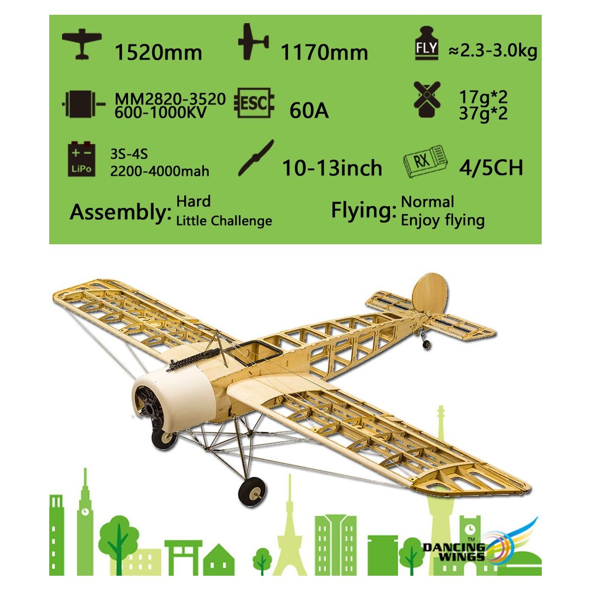 Fokker E 1.52m S24 Kit balsa DW Hobby DW Hobby - Dancing Wings Hobby S2401 - 6