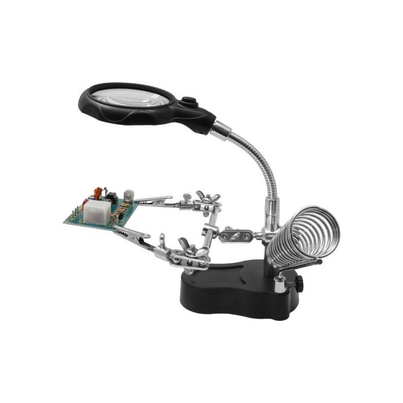 Third-hand precision with flexible magnifying glass, LED and support soldering iron Siva SV-HH3 - 1