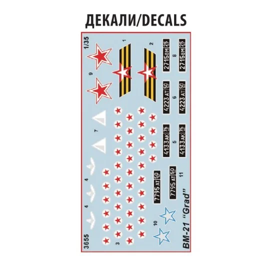 Z3655-Truck launches rockets Russian BM-21 "Grad" 1/35 Zvezda - Z3655