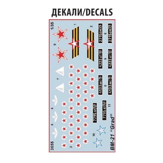 Z3655-Truck launches rockets Russian BM-21 "Grad" 1/35 Zvezda