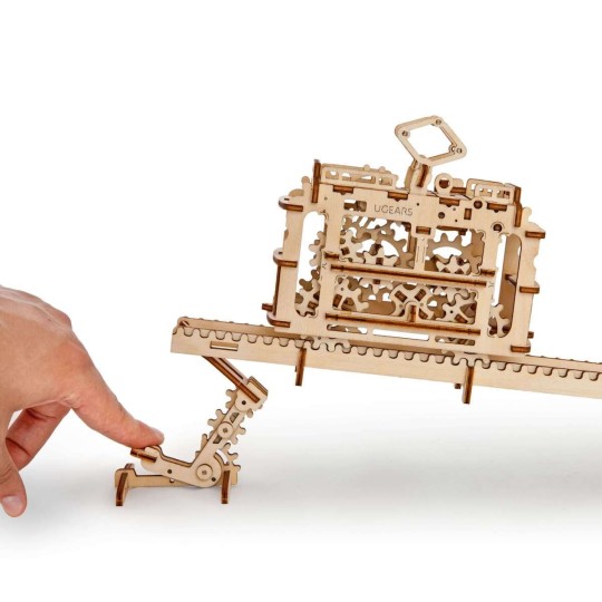 UG-70008-Tram on rails Puzzle 3D wood UGEARS