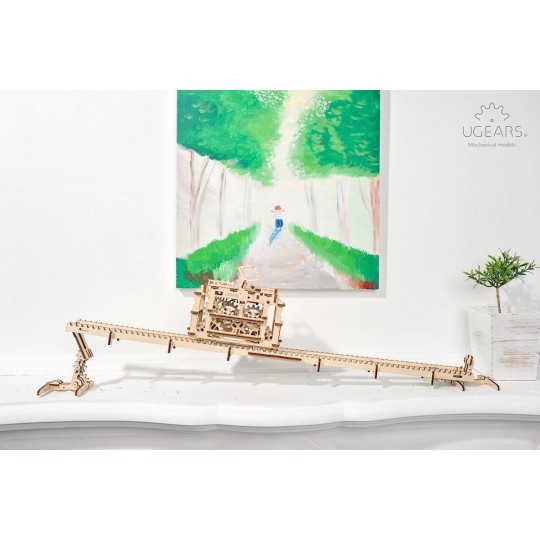 UG-70008-Tram on rails Puzzle 3D wood UGEARS