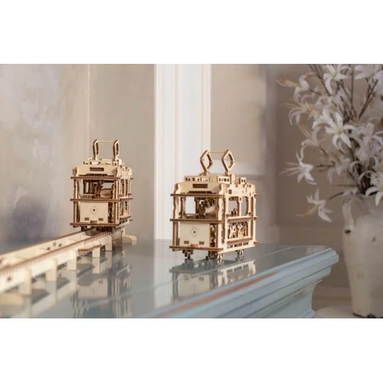 UG-70008-Tram on rails Puzzle 3D wood UGEARS - UG-70008