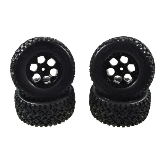 500900113-Short race X 10 black wheels, 1/10 (4) Carson - 500900113