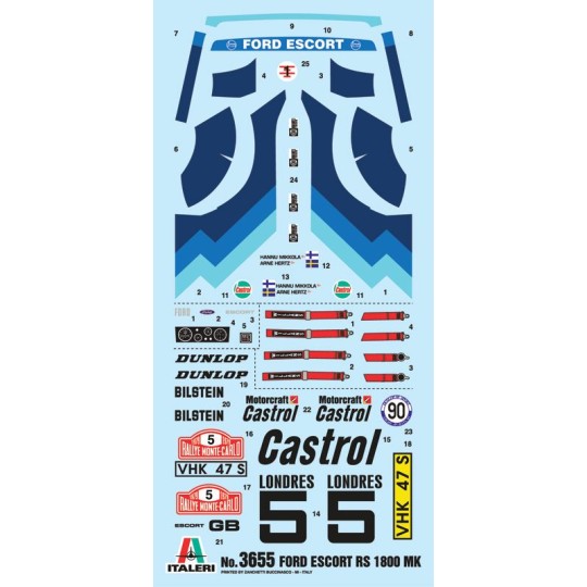 I3655-Ford Escort RS 1800 Mk.II Rally 1/24 Italeri
