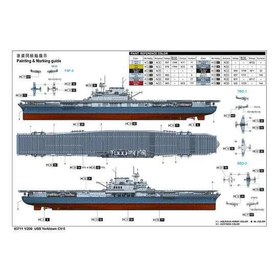 TR03711-USS Navy Yorktown CV-5 1/200 Trumpeter - 03711