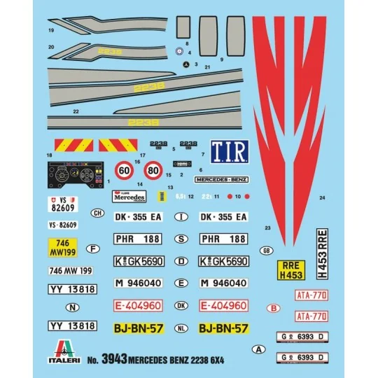 I3943-Mercedes-Benz 2238 6 x 4 1/24 Italeri