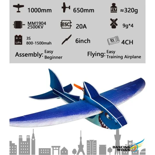 E1404-Mini Shark 1m E14 EPP Kit PNP DW Hobby - E1404