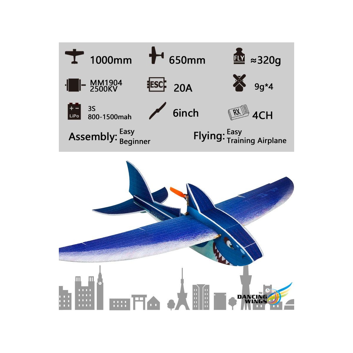 Mini Shark 1 m E14 EPP PNP DW Hobby Kit DW Hobby - Dancing Wings Hobby E1404 - 11