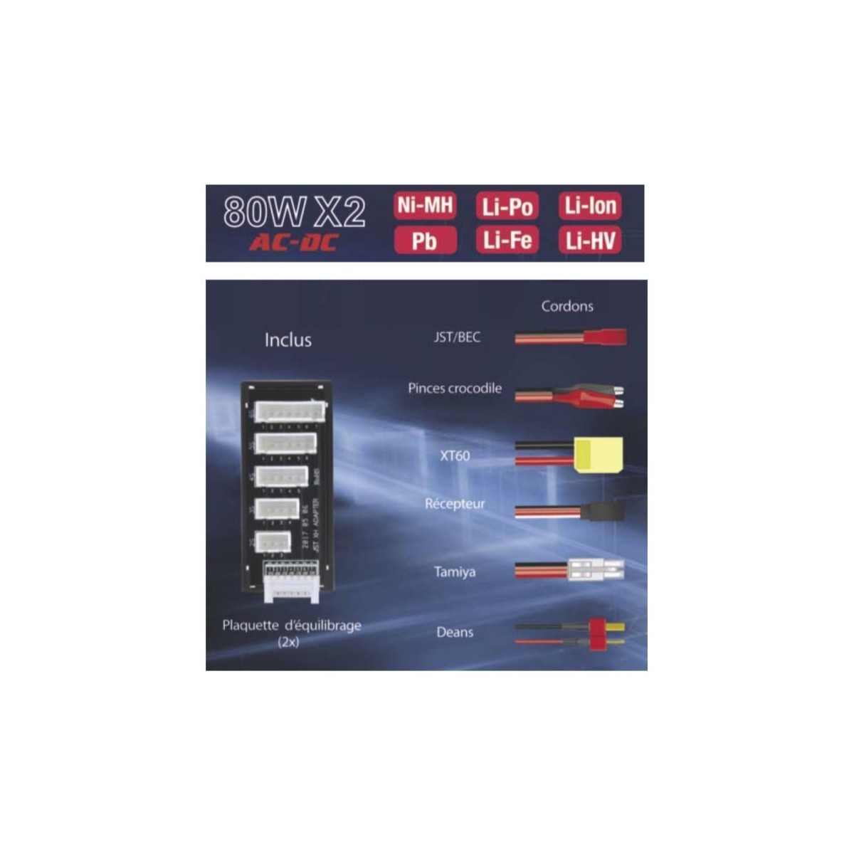 Chargeur Wizard 2X 80Wx2 AC/DC T2M T2M T1248 - 3